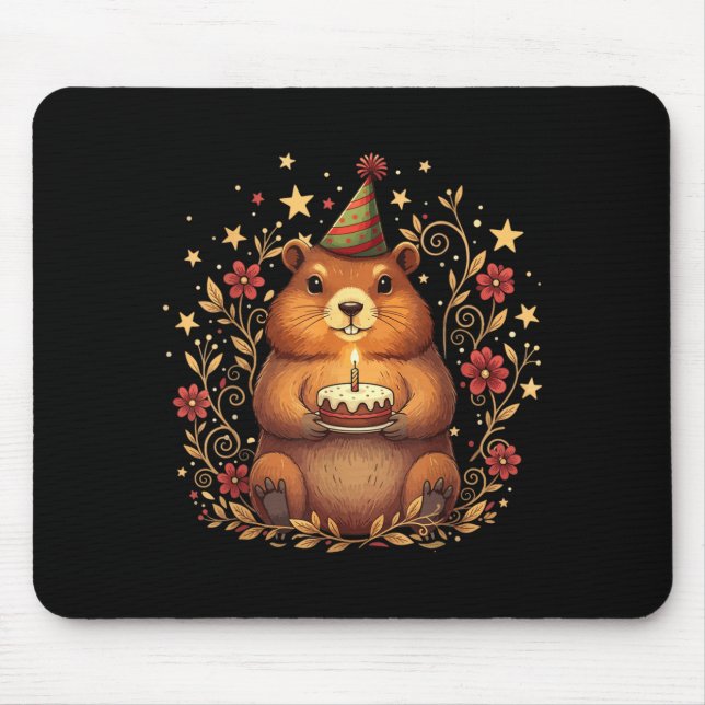 Happy Groundhog Day Birthday Cake Groundhound  Mouse Pad (Front)