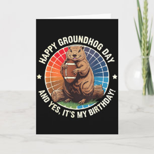 Happy Groundhog Day Birthday Football Funny Retro Card