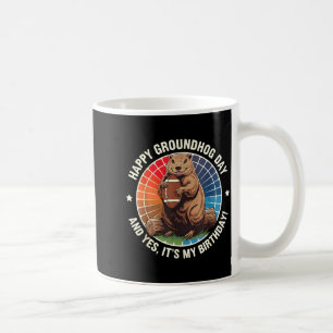 Happy Groundhog Day Birthday Football Funny Retro Coffee Mug