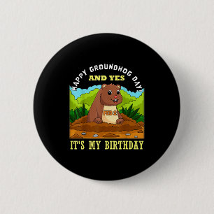Happy Groundhog Day Birthday On 2nd February Famil 6 Cm Round Badge