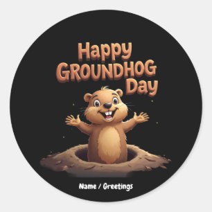 Happy Groundhog Day Celebrate with Humour, Fun Classic Round Sticker