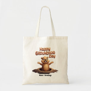 Happy Groundhog Day Celebrate with Humour, Fun Tote Bag