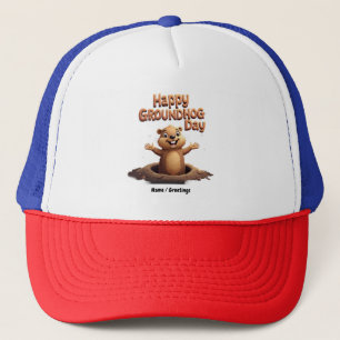 Happy Groundhog Day Celebrate with Humour, Fun Trucker Hat