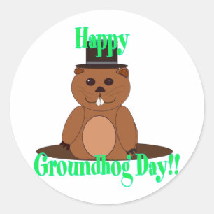 Happy Groundhog Day! Classic Round Sticker