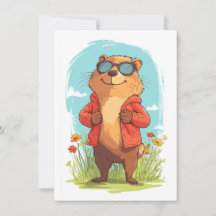 Happy Groundhog Day Cute Colorful Woodchuck