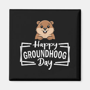 Happy Groundhog Day Cute Groundhog Weather Humor Magnet