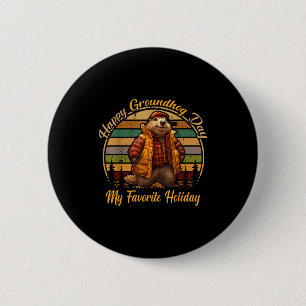 Happy Groundhog Day Funny Cute Ground Hog Animal L 6 Cm Round Badge