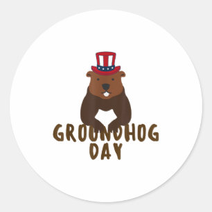 Happy Groundhog Day Funny Groundhog Day Classic Round Sticker