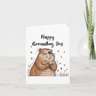 Happy Groundhog Day Funny Groundhog Holiday Men Wo Card