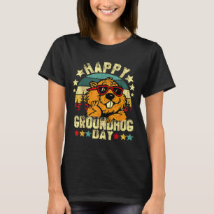 Happy Groundhog Day Funny Groundhog Sungles Cute _ T-Shirt