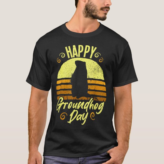 Happy Groundhog Day Funny Groundhog  T-Shirt (Front)