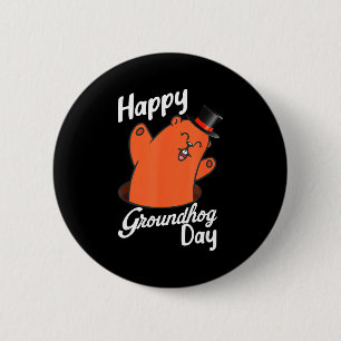 Happy Groundhog Day Funny Woodchuck &amp; Groundho 6 Cm Round Badge