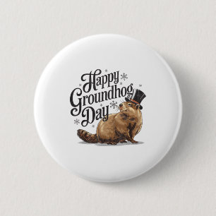 Happy Groundhog Day Ground Hog Animal Costume Men  6 Cm Round Badge