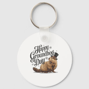 Happy Groundhog Day Ground Hog Animal Costume Men Key Ring