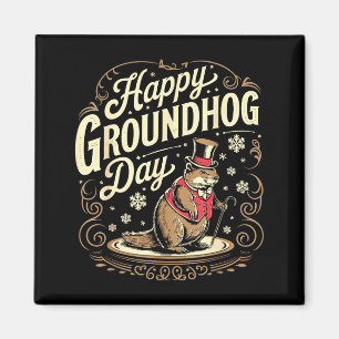 Happy Groundhog Day Ground Hog Animal Costume Men Magnet
