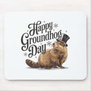Happy Groundhog Day Ground Hog Animal Costume Men Mouse Pad