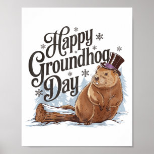 Happy Groundhog Day Ground Hog Animal Costume Men  Poster