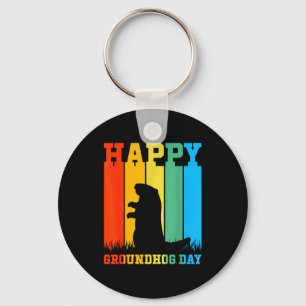 Happy Groundhog Day Ground Hog Animal Lover Februa Key Ring