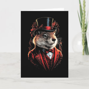 Happy Groundhog Day Ground Hog In Suit And Hat Ani Card