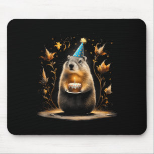 Happy Groundhog Day Ground Hog With Birthday Cake Mouse Pad