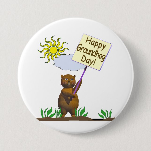Happy Groundhog Day Groundhog 7.5 Cm Round Badge (Front)
