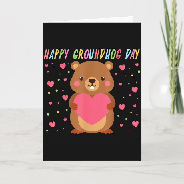 Happy Groundhog Day Groundhog Day Cute Woodchuck F Card (Front)