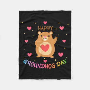 Happy Groundhog Day Groundhog Day Cute Woodchuck G Fleece Blanket