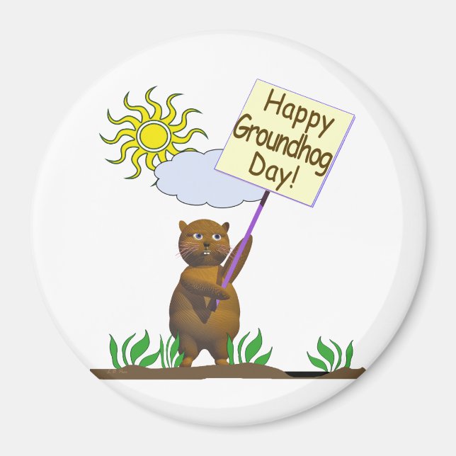 Happy Groundhog Day Groundhog Magnet (Front)