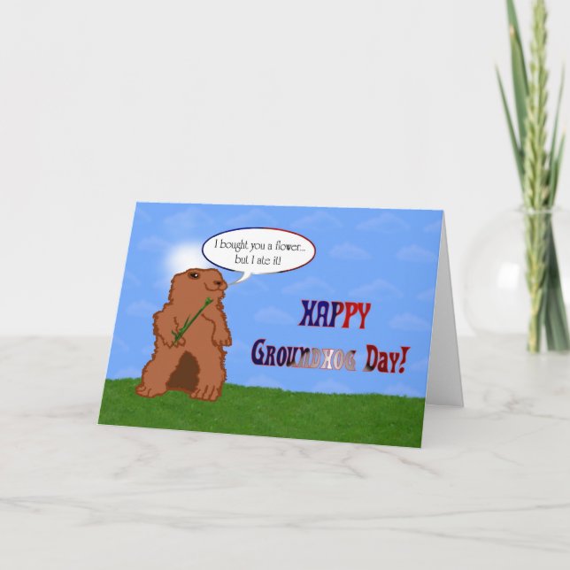 Happy Groundhog Day Groundhog's Day Spring Card (Front)