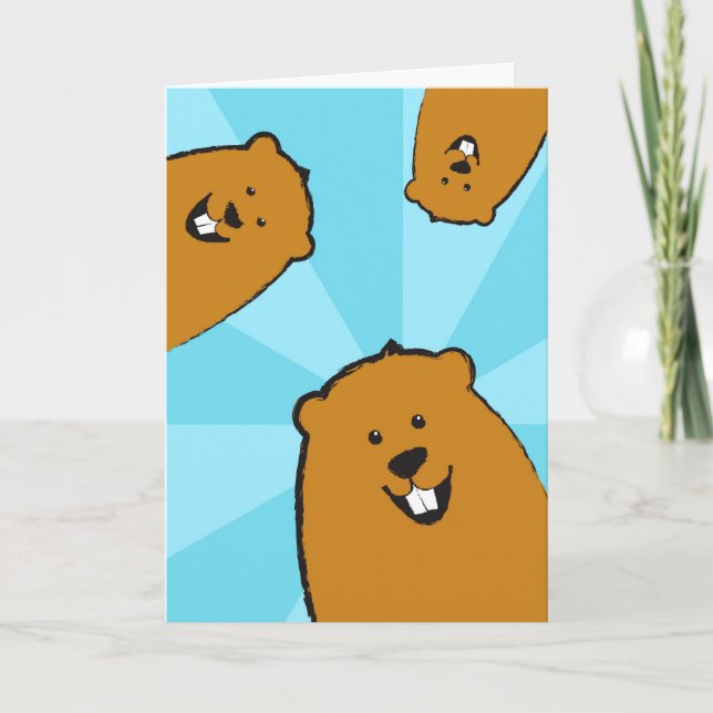 Happy Groundhog Day Illustrated Greeting Card (Front)