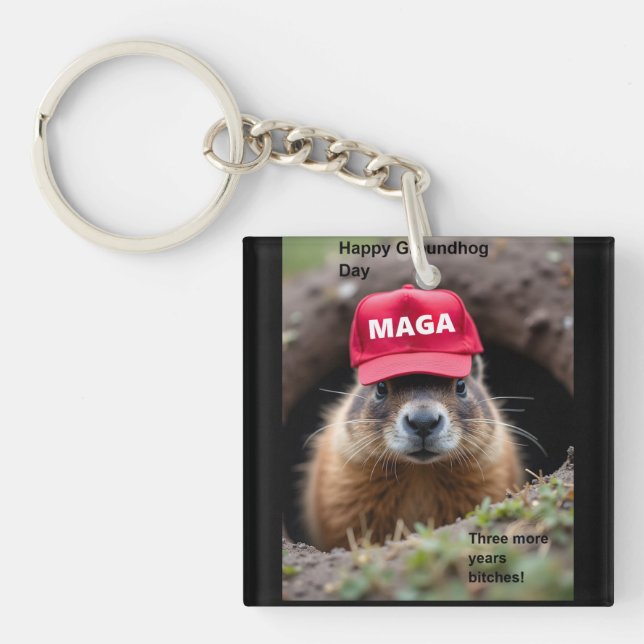 Happy Groundhog Day Key Ring (Front)