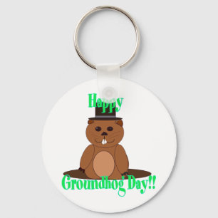 Happy Groundhog Day! Key Ring