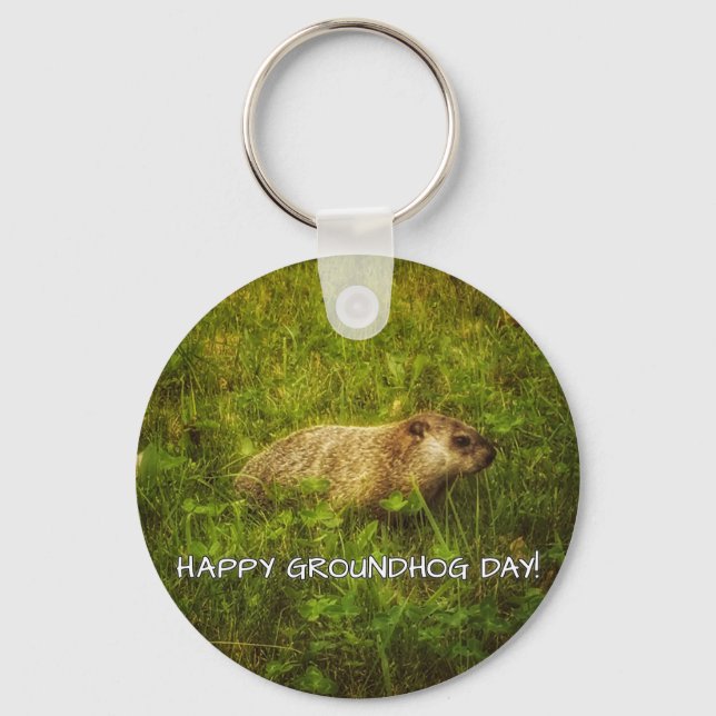 Happy Groundhog Day! keychain (Front)