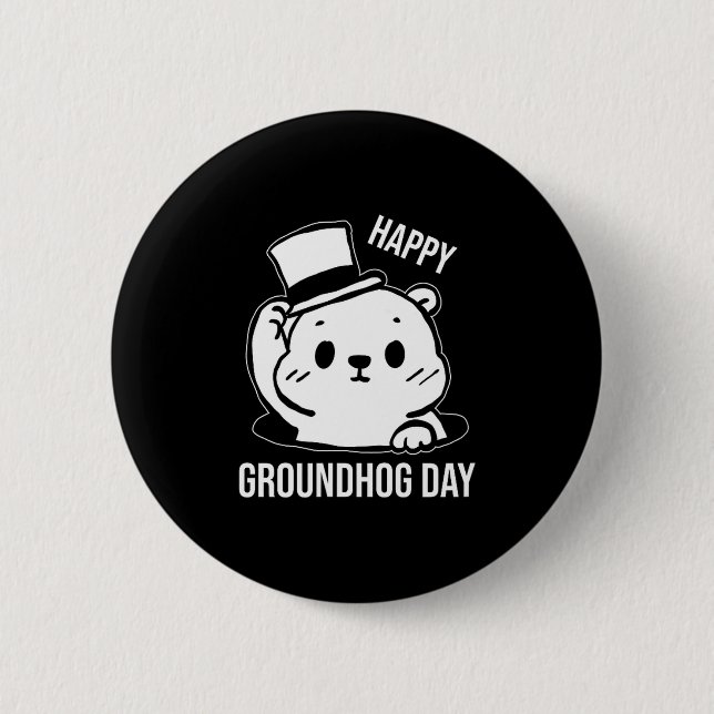 Happy Groundhog Day Line Art  6 Cm Round Badge (Front)
