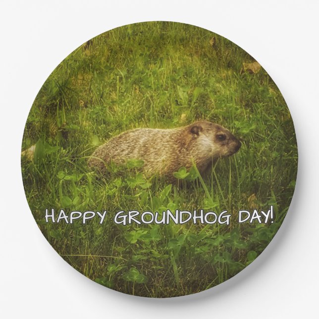 Happy Groundhog Day! paper plates (Front)