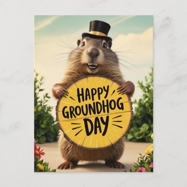 Happy Groundhog Day Postcard (Front)