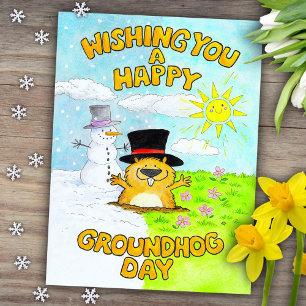 Happy Groundhog Day Postcard