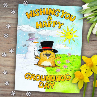 Happy Groundhog Day  Postcard