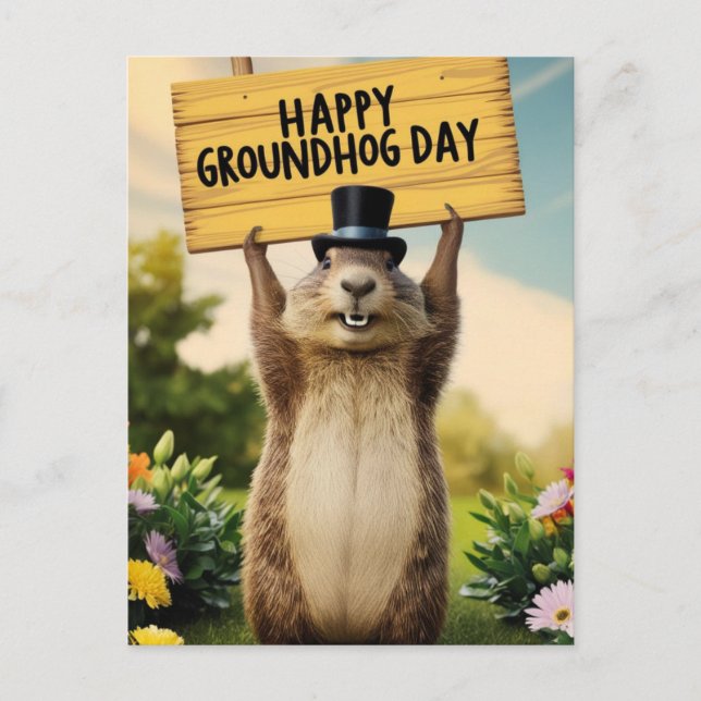 Happy Groundhog Day Postcard (Front)