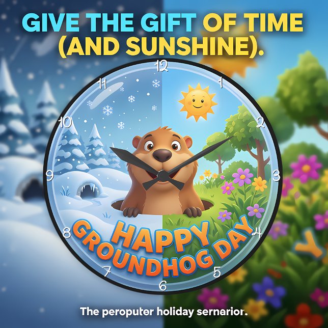 Happy Groundhog Day Seasonal Large Clock (Creator Uploaded)