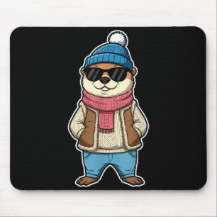 Happy Groundhog Day Shadow Cute Groundhog Funny Mouse Pad