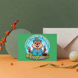 Happy Groundhog Day : Spring Or Winter News Report Postcard