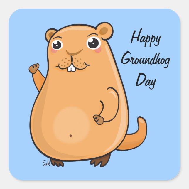 Happy Groundhog Day Square Sticker (Front)