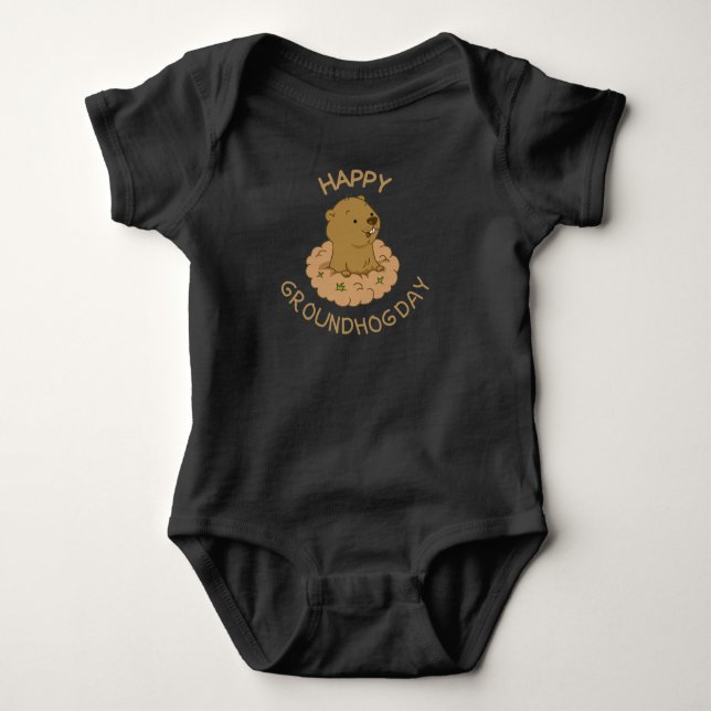 Happy Groundhog Day T-Shirt Baby Bodysuit (Front)