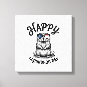 Happy Groundhog Day Vintage Engraving Shirt Design Canvas Print
