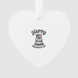 Happy Groundhog Day Vintage Engraving Shirt Design Ornament