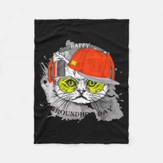 Happy Groundhog Day With Cat Lovers  Fleece Blanket