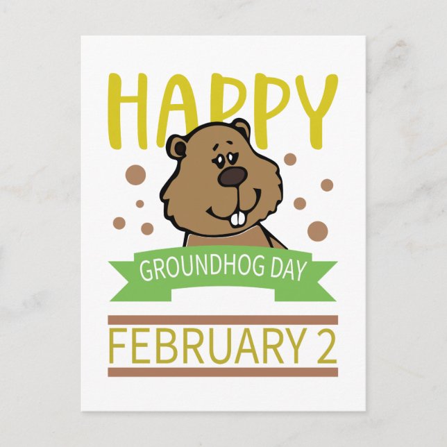 Happy Groundhog's Day February 2 Postcard (Front)