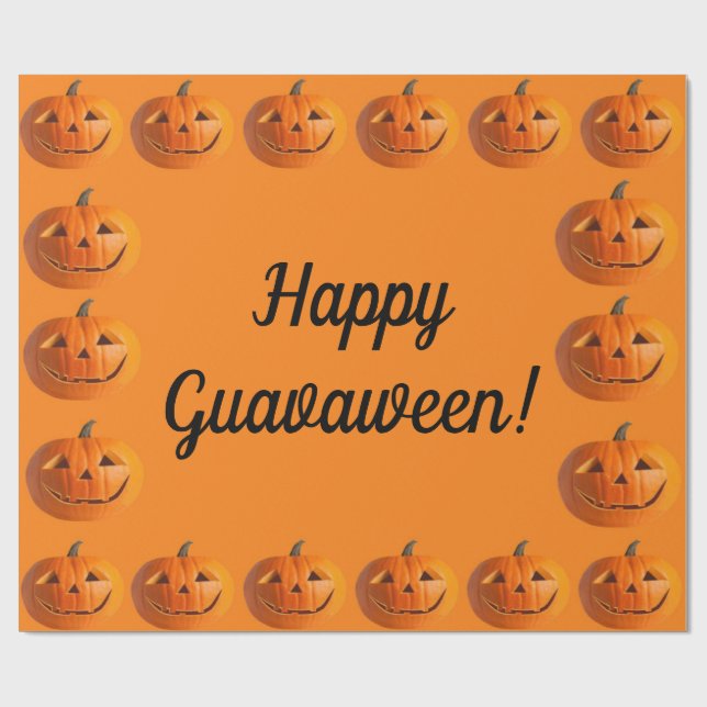 Happy Guavaween Jack-O-Lanterns Wrapping Paper (Flat)