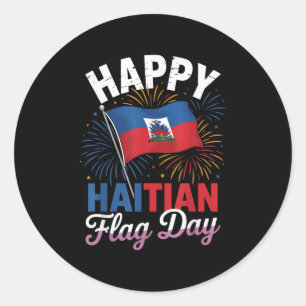 Happy Haitian Flag Day Cool Haiti Flag Map Haitian Classic Round Sticker